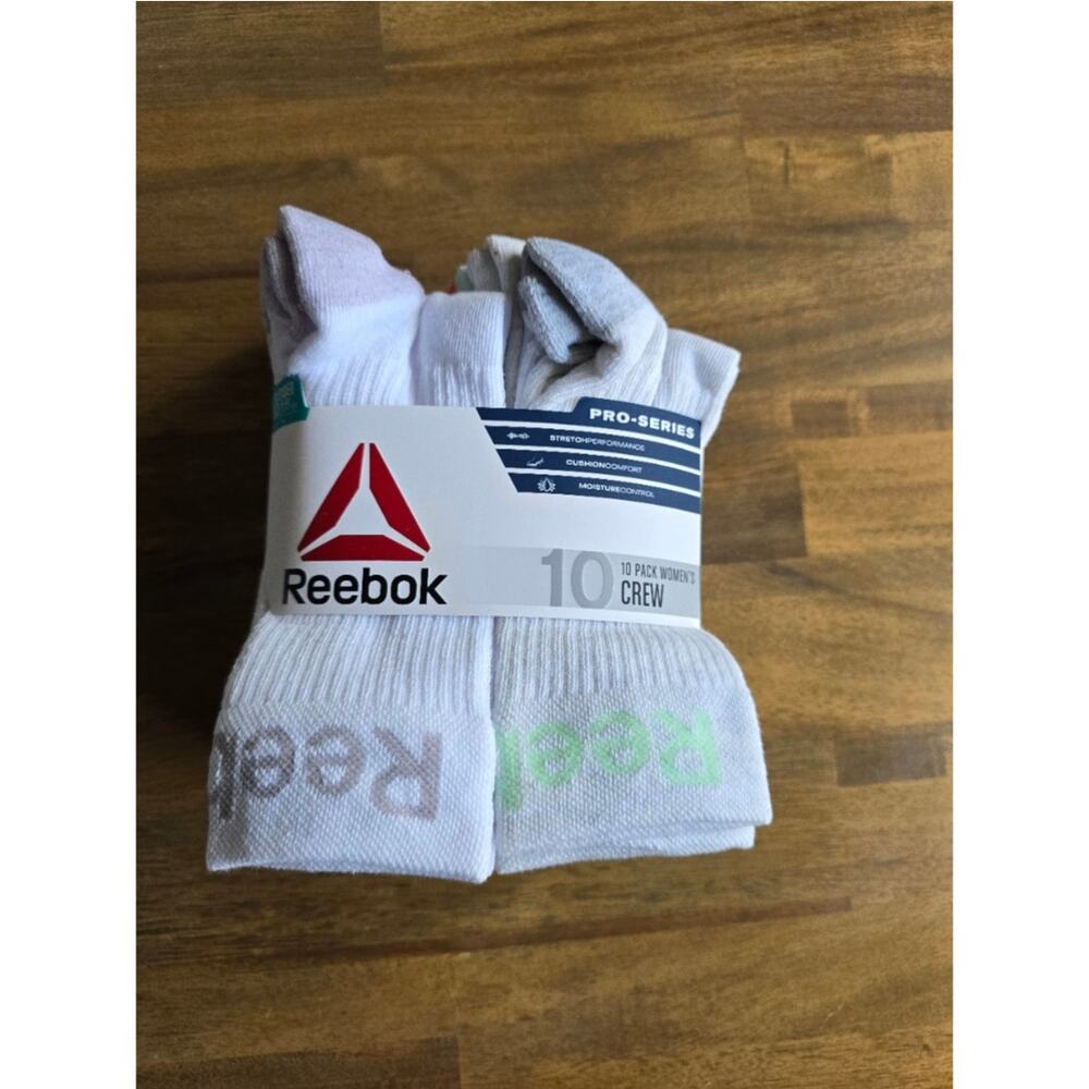 Reebok Women's Pro Series Cushion Crew Socks, 10-Pack Extended Size 9-12